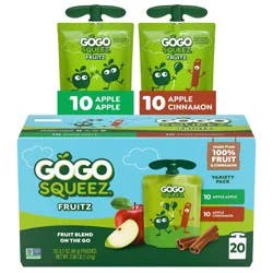 GoGo SqueeZ No Sugar Added Applesauce and Fruit Puree Apple Cinnamon Variety Pack - 3.2oz/20ct
