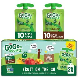 GoGo SqueeZ No Sugar Added Applesauce and Fruit Puree Apple Cinnamon Variety Pack - 3.2oz/20ct