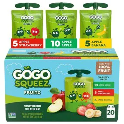 GoGo SqueeZ No Sugar Added Applesauce and Fruit Puree Apple Banana & Strawberry Variety Pack - 3.2oz/20ct