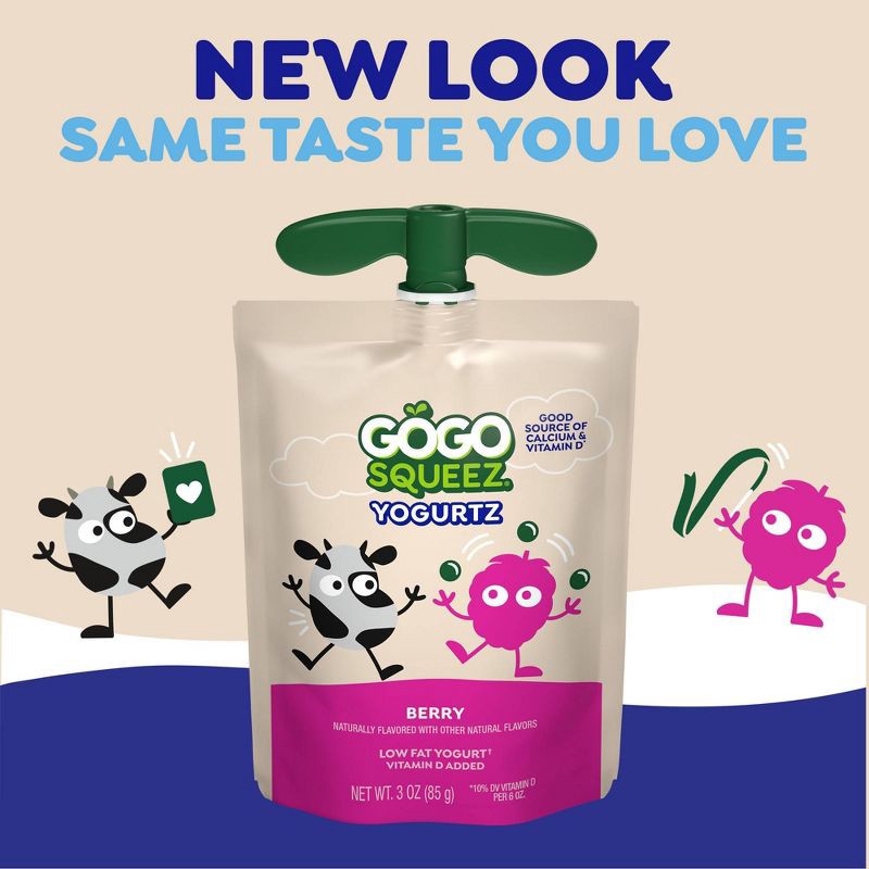 slide 3 of 7, GoGo SqueeZ Kids' YogurtZ Variety Pack, Blueberry & Berry - 3oz/10ct, 10 ct; 3 oz
