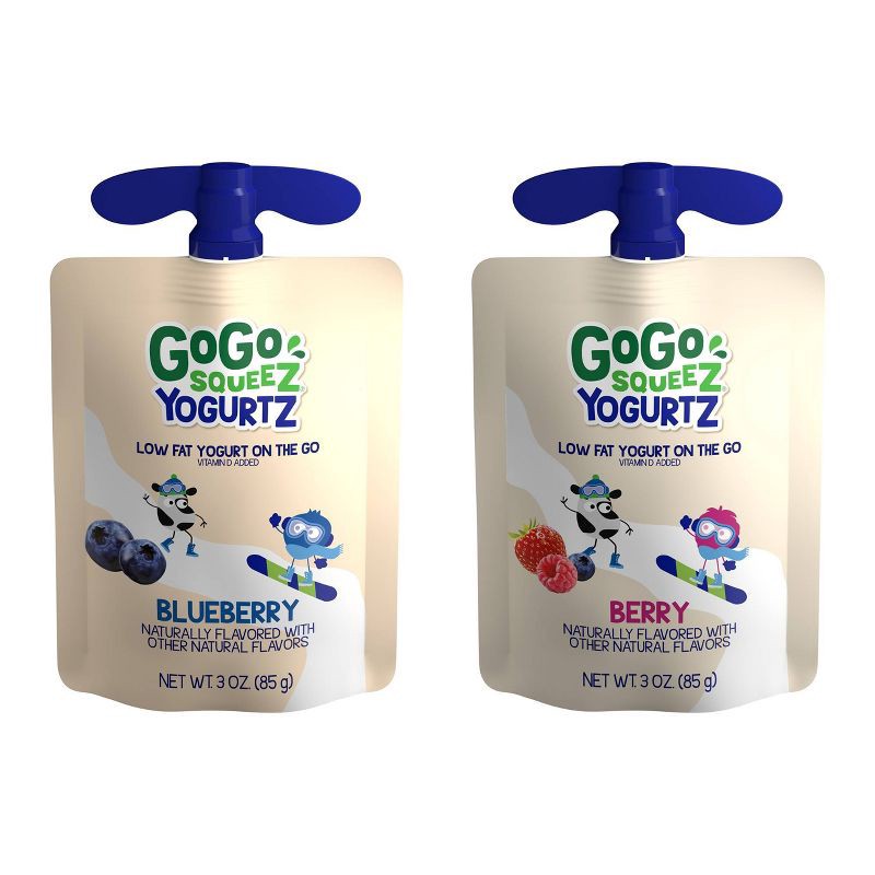 slide 4 of 8, GoGo squeeZ Kids' YogurtZ, Variety Blueberry/Berry - 30oz/10ct, 30 oz, 10 ct