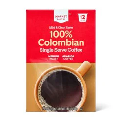 100% Colombian Medium Roast Coffee - Single Serve Pods - 12ct - Market Pantry™