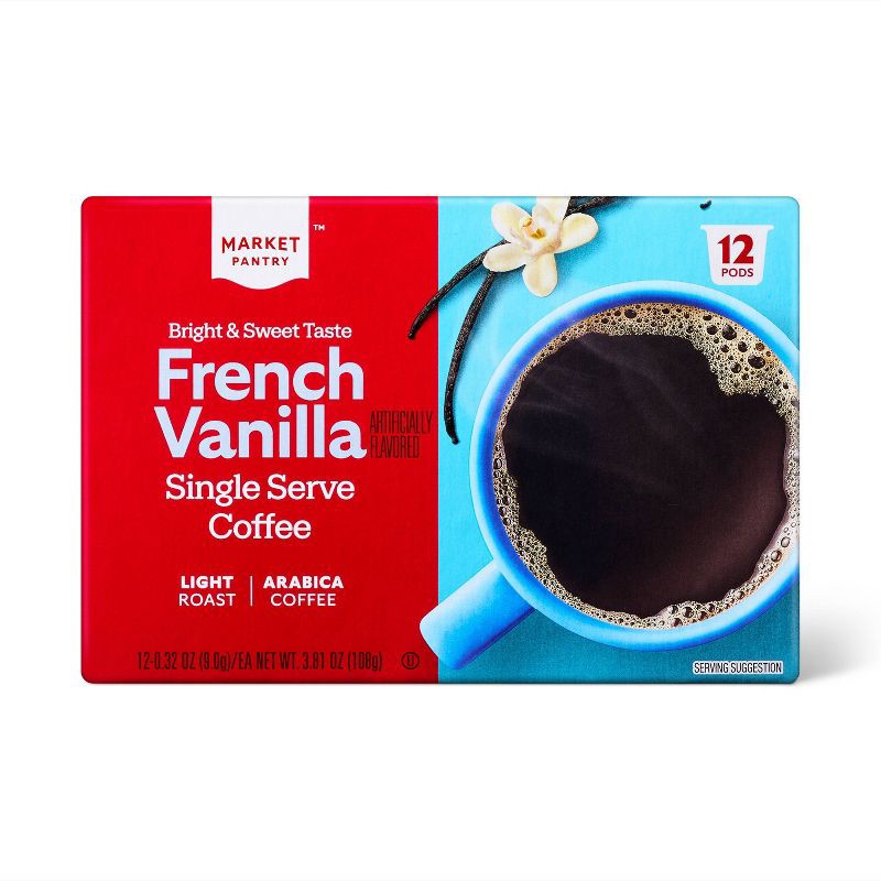 slide 1 of 4, French Vanilla Light Roast Coffee - Single Serve Pods - 12ct - Market Pantry™, 12 ct