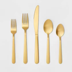 20pc Stainless Steel Silverware Set Gold - Threshold