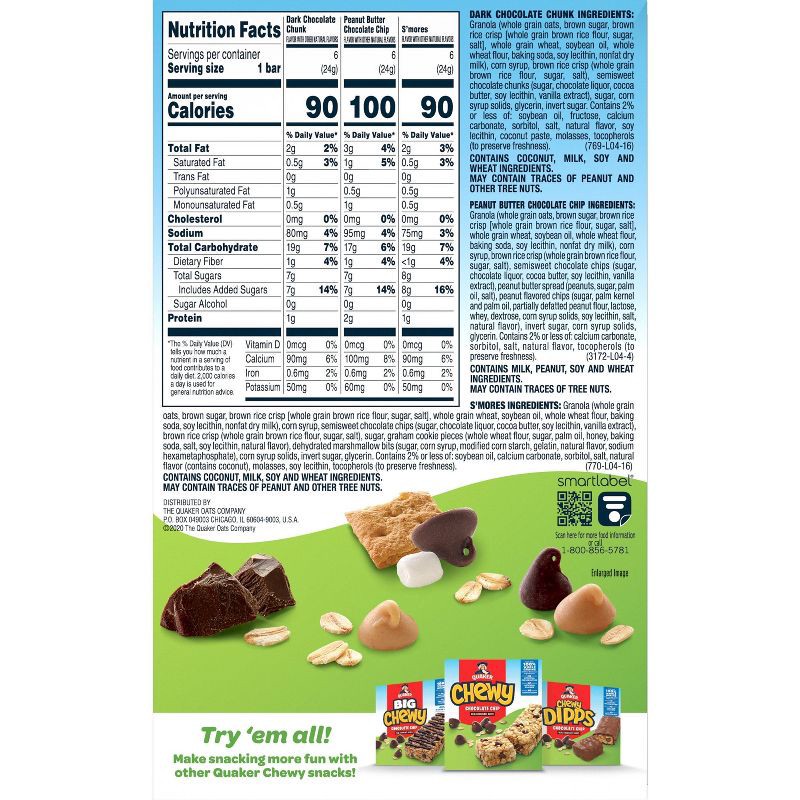 slide 2 of 9, Quaker Chewy 3 Flavor Variety Pack Granola Bars - 15.2oz/18ct, 15.2 oz, 18 ct