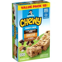 Quaker Chewy 3 Flavor Variety Pack Granola Bars - 15.2oz/18ct