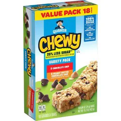 Quaker Chewy 3 Flavor Reduced Sugar Variety Pack Granola Bars - 15.2oz/18ct