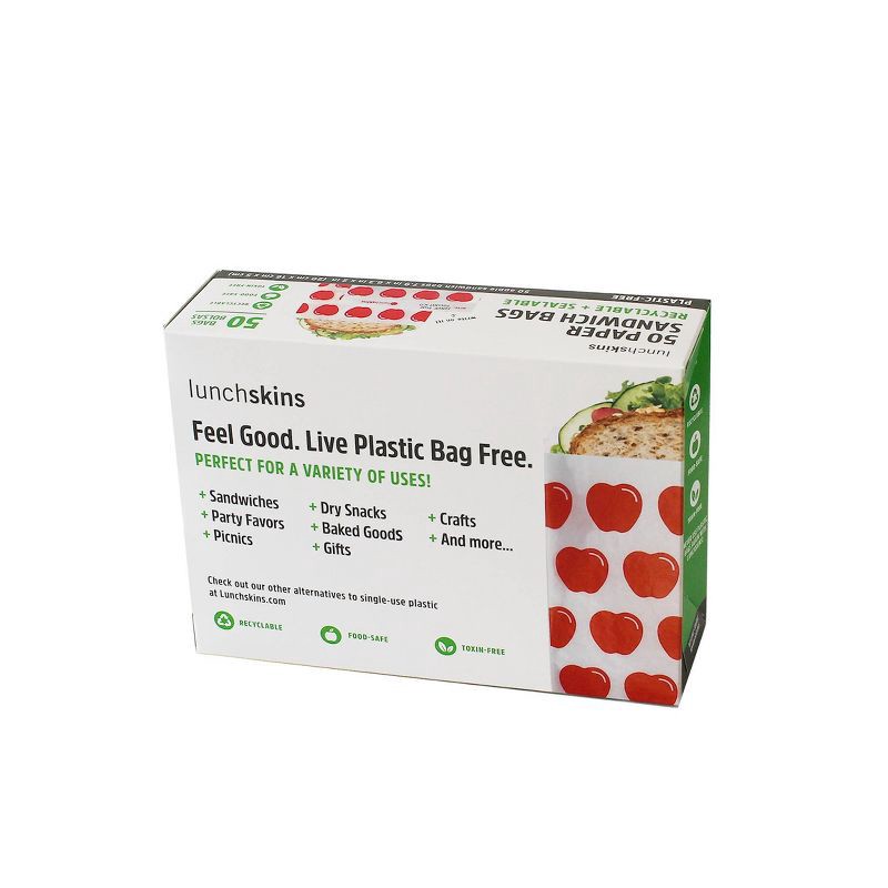 slide 2 of 8, Lunchskins Recyclable & Sealable Paper Sandwich Bags - Apple - 50ct, 50 ct