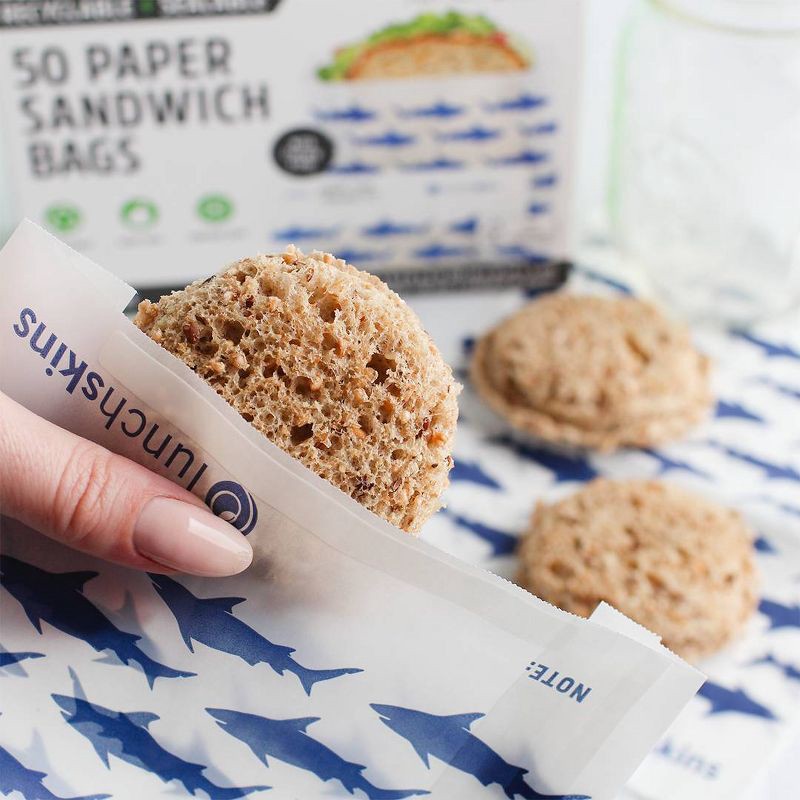 slide 2 of 7, Lunchskins Recyclable & Sealable Paper Sandwich Bags - Shark - 50ct, 50 ct