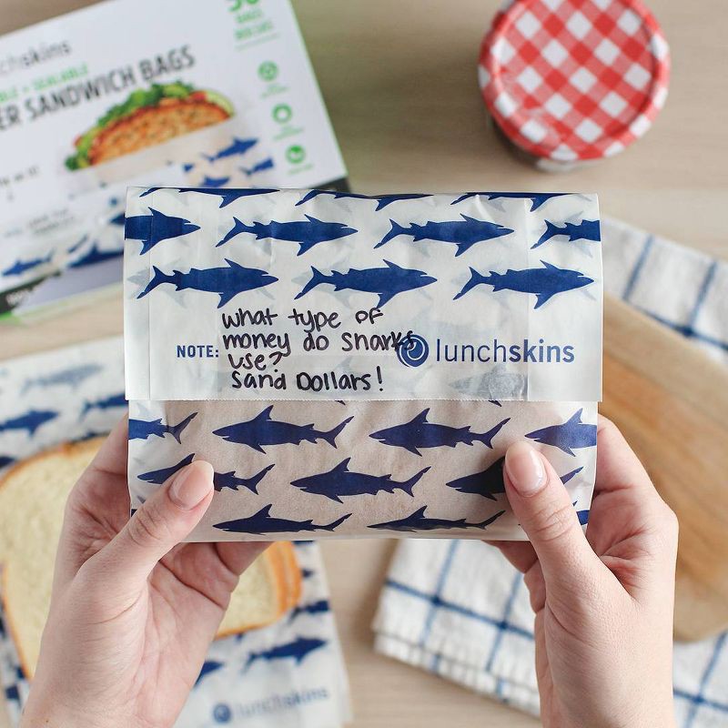 slide 4 of 7, Lunchskins Recyclable & Sealable Paper Sandwich Bags - Shark - 50ct, 50 ct