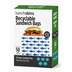 Lunchskins Recyclable & Sealable Paper Sandwich Bags - Shark - 50ct