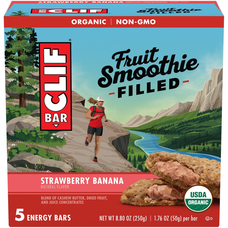slide 1 of 8, CLIF Bar Strawberry Banana Filled Energy Bars, 8.8 oz