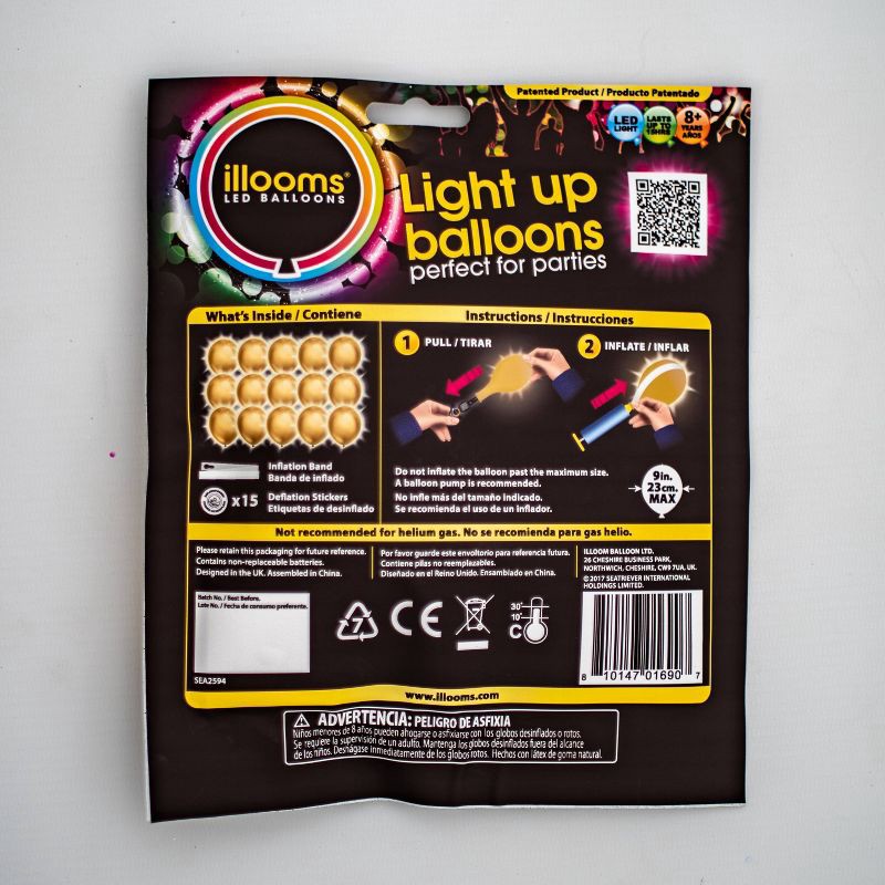 slide 3 of 10, iLLoom Balloon 15ct Gold LED Light Up Balloons - illooms, 15 ct