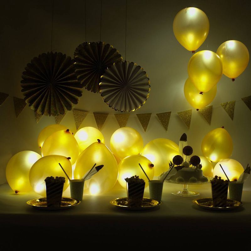 slide 10 of 10, iLLoom Balloon 15ct Gold LED Light Up Balloons - illooms, 15 ct