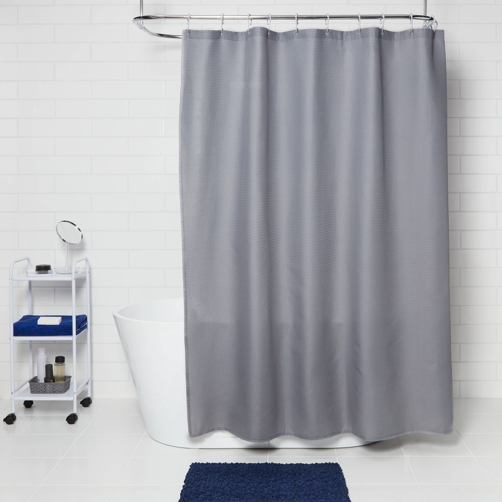 slide 2 of 4, Waffle Weave Shower Curtain Gray - Room Essentials, 1 ct