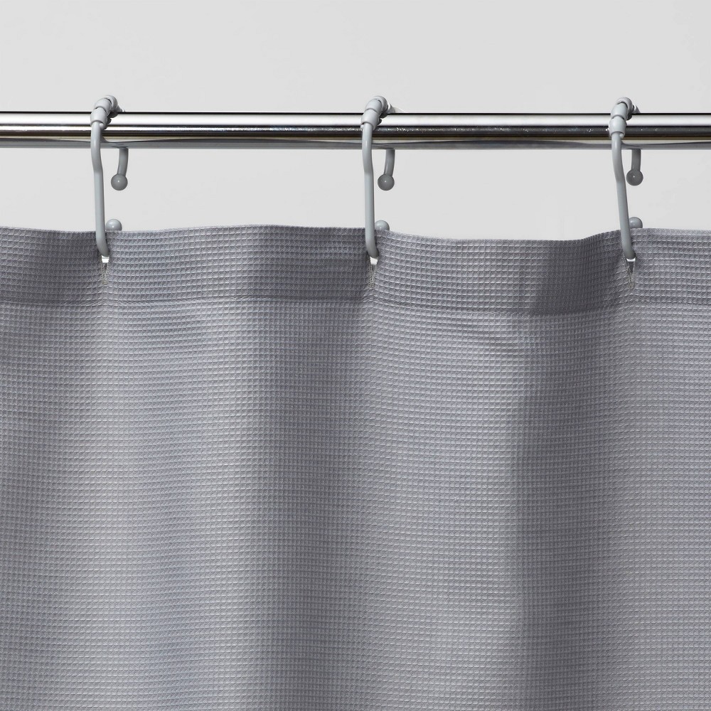 slide 3 of 4, Waffle Weave Shower Curtain Gray - Room Essentials, 1 ct