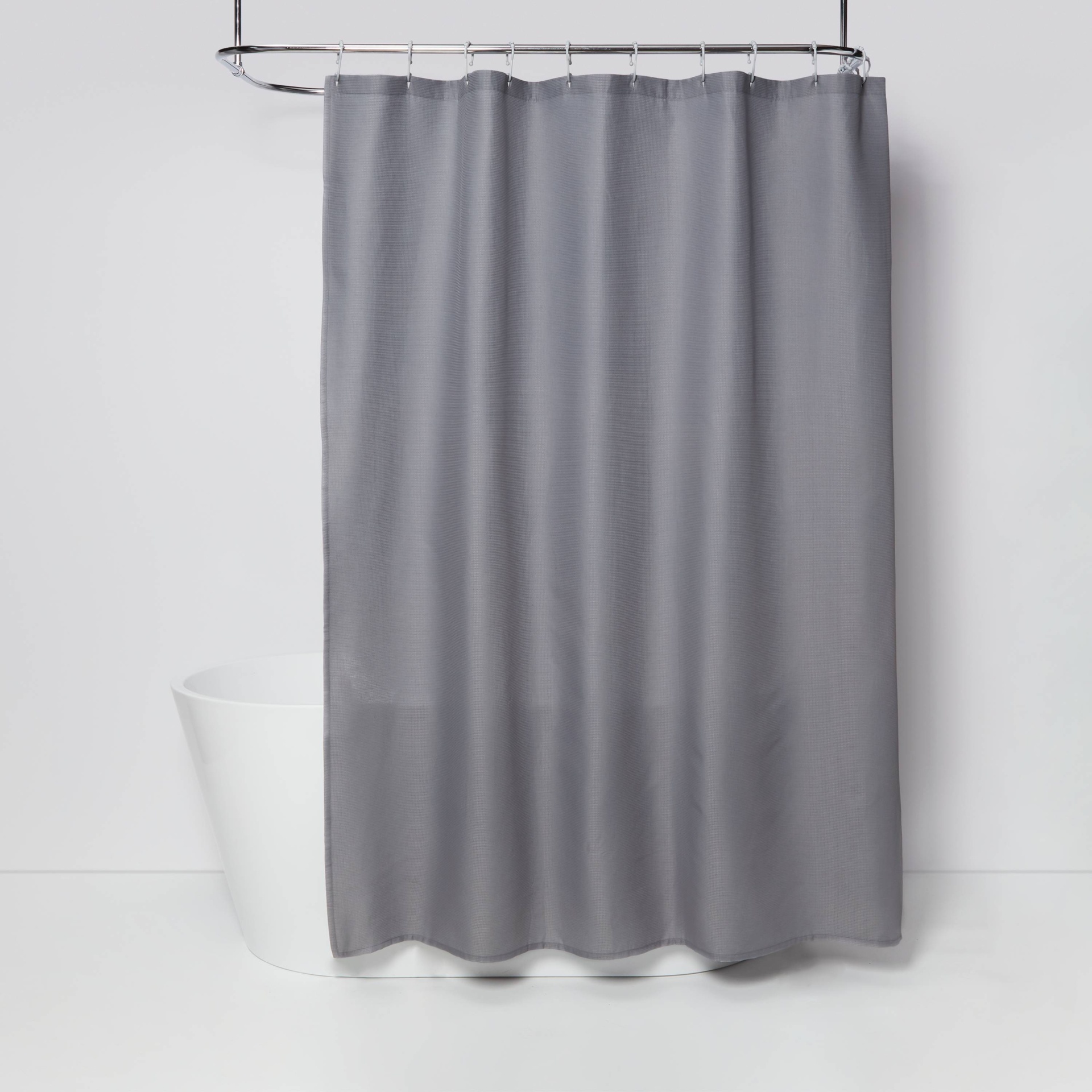 slide 1 of 4, Waffle Weave Shower Curtain Gray - Room Essentials, 1 ct