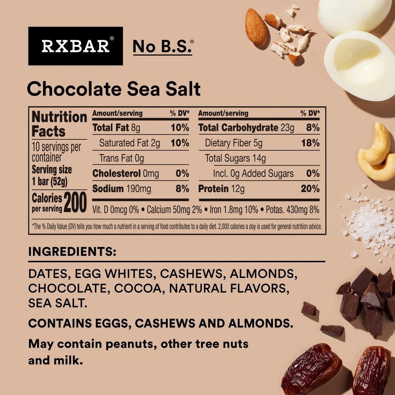 slide 8 of 11, RXBAR Chocolate Sea Salt Protein Bars - 18.3oz/10ct, 18.3 oz, 10 ct