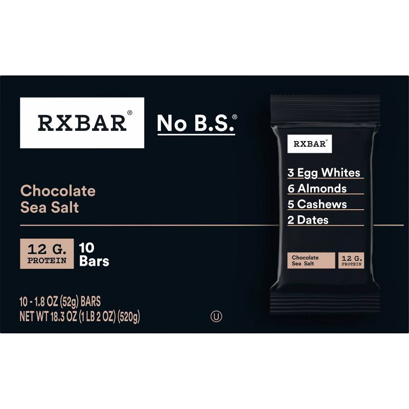 slide 11 of 11, RXBAR Chocolate Sea Salt Protein Bars - 18.3oz/10ct, 18.3 oz, 10 ct