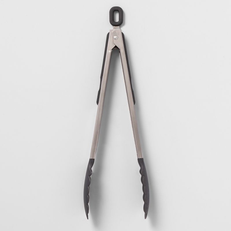 slide 1 of 1, Stainless Steel Tongs with Soft Grip - Made By Design, 1 ct