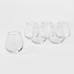 16oz 6pk Glass Stackable Stemless Wine Glasses - Threshold™