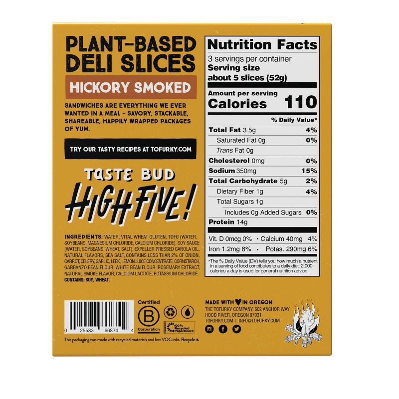 slide 3 of 7, Tofurky Plant Based Hickory Smoked Deli Slices - 5.5oz/15ct, 5.5 oz, 15 ct