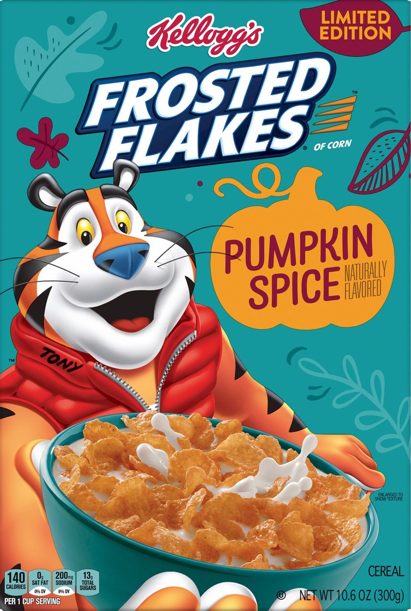 slide 13 of 13, Frosted Flakes Kellogg's Frosted Flakes Cold Breakfast Cereal Pumpkin Spice, 10.6 oz, 10.6 oz