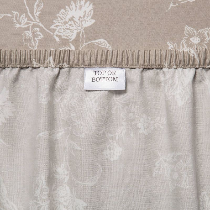 slide 4 of 4, Twin/Twin XL Printed Performance 400 Thread Count Sheet Set Khaki Floral - Threshold™: Cotton Sateen, Wrinkle-Resistant, OEKO-TEX Certified, 1 ct
