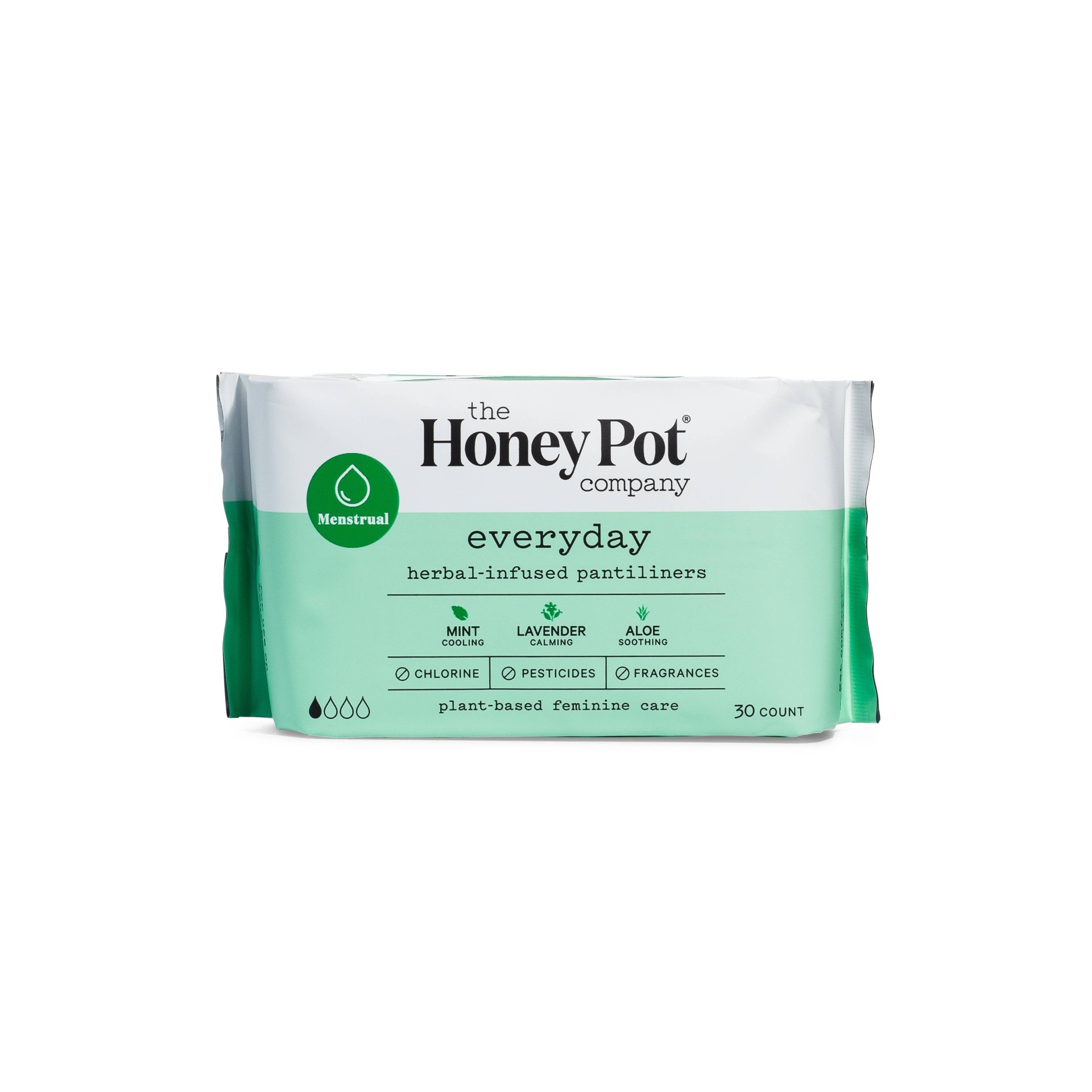 slide 1 of 5, The Honey Pot Herbal Pantyliners, 30 ct