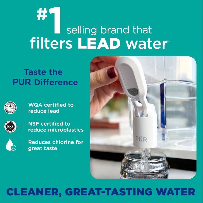 slide 4 of 8, PUR Plus 30-Cup Dispenser Filtration System: PUR Filtration, BPA-Free, Filters Odors & Mercury, Compatible with Pur Pitcher Filters, 1 ct