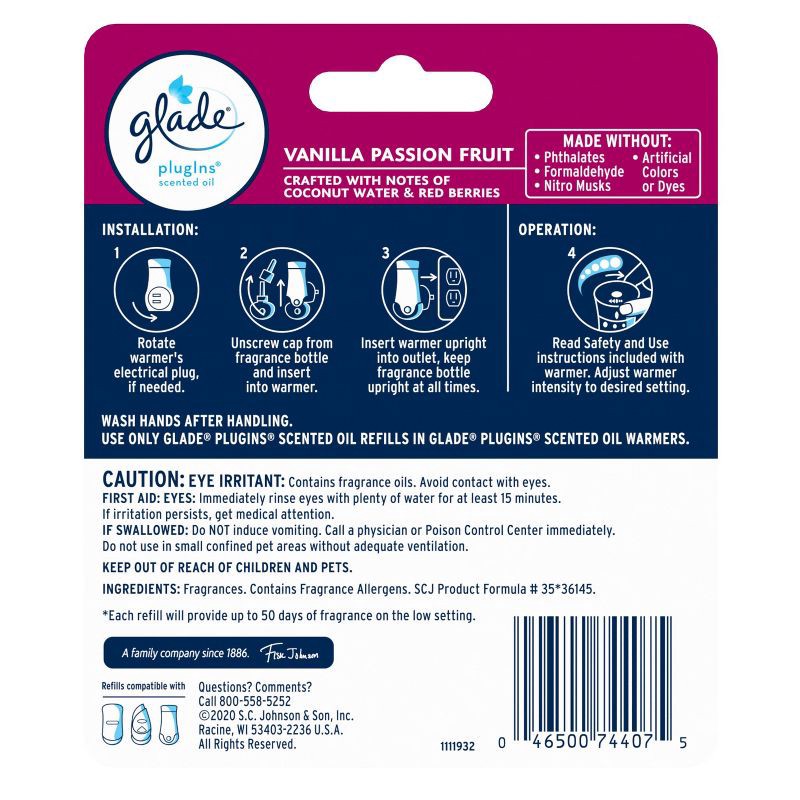 slide 3 of 16, Glade PlugIns Scented Oil Air Freshener Refills - Vanilla Passion Fruit - 1.34oz/2pk, 2 ct; 1.34 oz