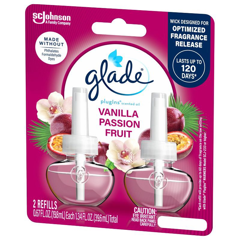 slide 15 of 16, Glade Air Freshener Plug Ins Scented Oil Diffuser Refills - Vanilla Passion Fruit - 1.34 fl oz/2pk, 2 ct; 1.34 fl oz