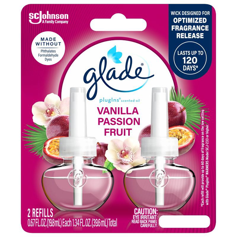 slide 4 of 16, Glade Air Freshener Plug Ins Scented Oil Diffuser Refills - Vanilla Passion Fruit - 1.34 fl oz/2pk, 2 ct; 1.34 fl oz