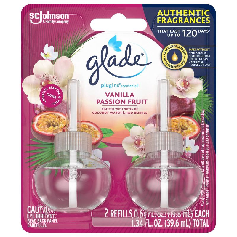 slide 4 of 16, Glade PlugIns Scented Oil Air Freshener Refills - Vanilla Passion Fruit - 1.34oz/2pk, 2 ct; 1.34 oz