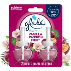 Glade Air Freshener Plug Ins Scented Oil Diffuser Refills - Vanilla Passion Fruit - 1.34 fl oz/2pk