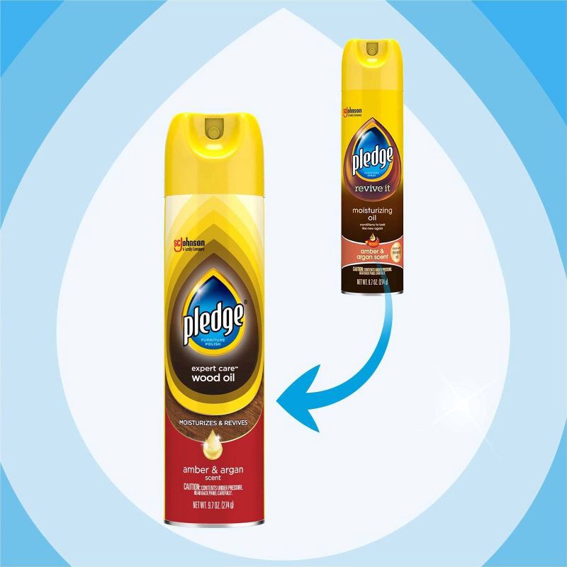 slide 2 of 14, Pledge Multi-Surface Moisturizing Oil Furniture Spray - Amber & Argan - 9.7oz, 9.7 oz