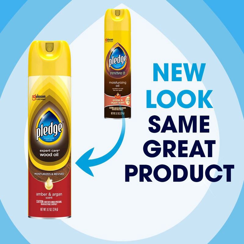 slide 5 of 15, Pledge Expert Care Wood Oil Furniture Polish Spray - Amber & Argan - 9.7oz, 9.7 oz