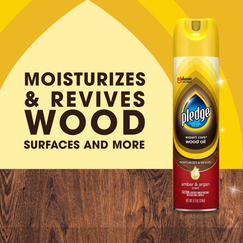 slide 6 of 15, Pledge Expert Care Wood Oil Furniture Polish Spray - Amber & Argan - 9.7oz, 9.7 oz