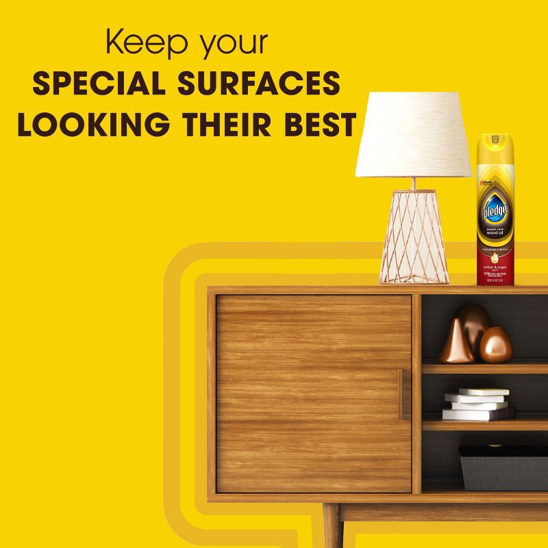 slide 7 of 15, Pledge Expert Care Wood Oil Furniture Polish Spray - Amber & Argan - 9.7oz, 9.7 oz