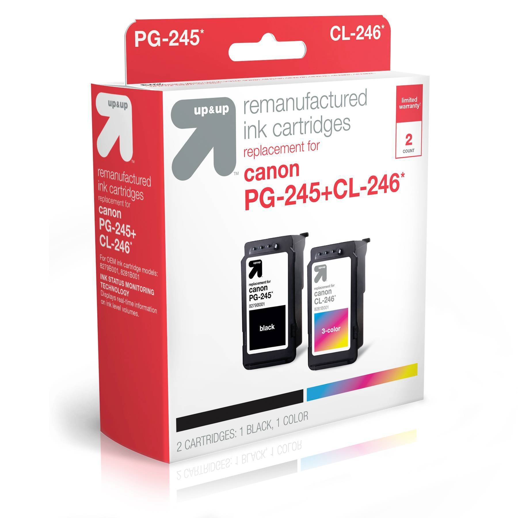 slide 1 of 2, Canon PG-245 Black, CL-246 Replacement Ink Cartidges Up&Up - Black & Tricolor (TAR245246), 2 ct