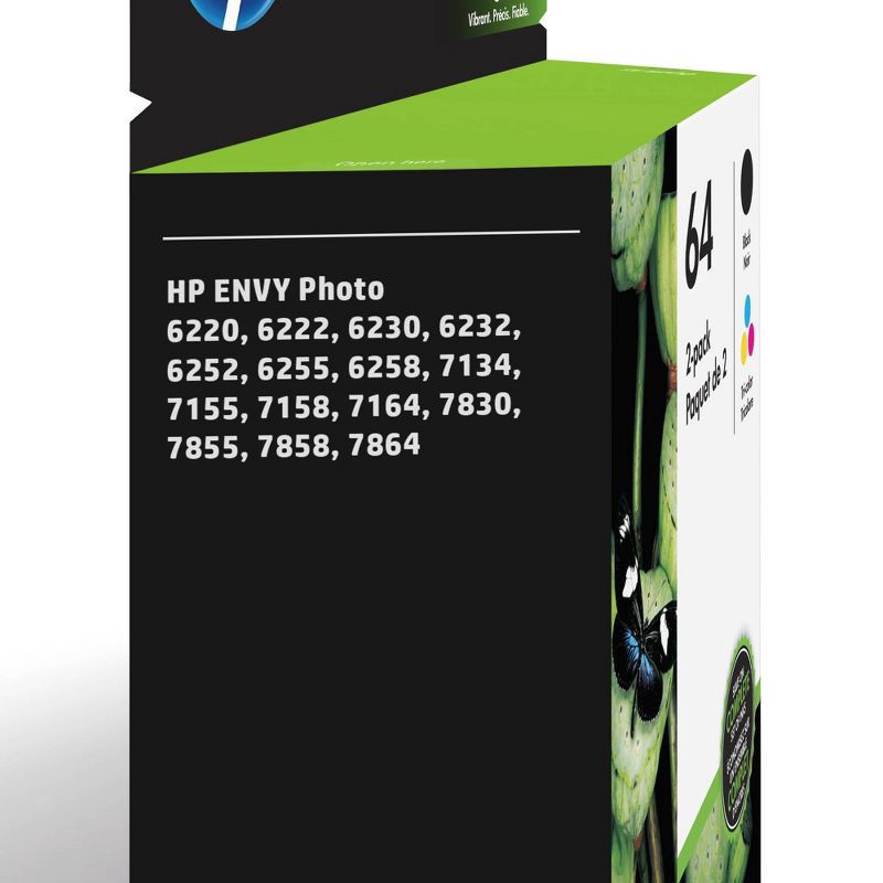 slide 2 of 6, HP Inc. HP 64 High Yield Original Ink Cartridges - Black, Tri-color (X4D92AN#140), 1 ct
