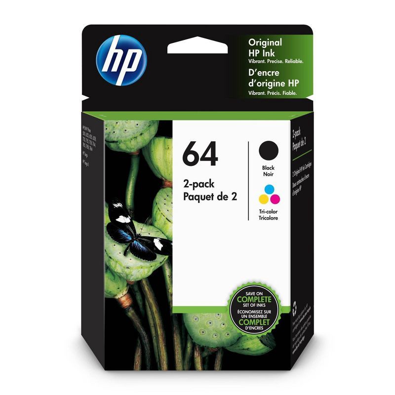 slide 1 of 6, HP Inc. HP 64 High Yield Original Ink Cartridges - Black, Tri-color (X4D92AN#140), 1 ct