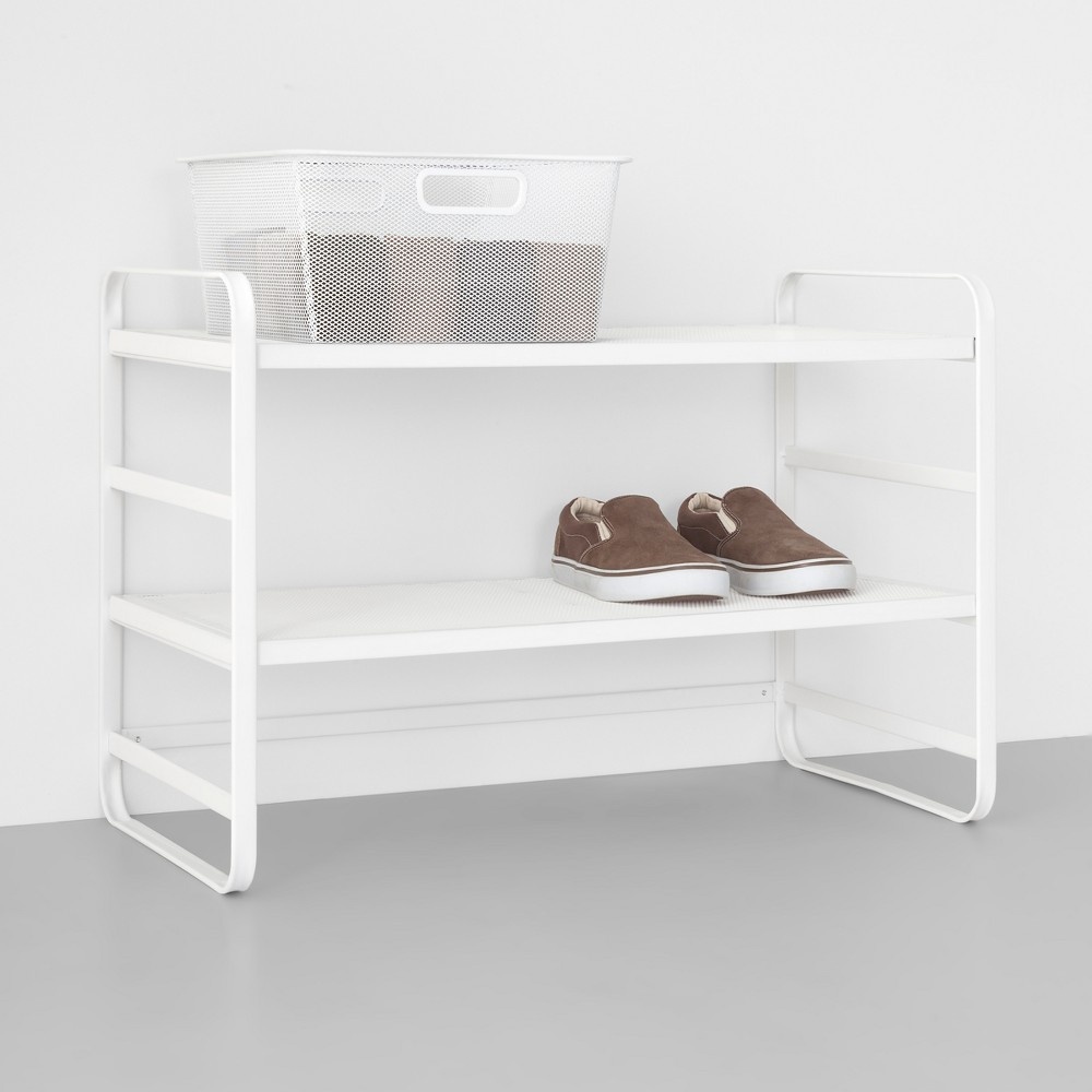 slide 2 of 5, Two Tier Wire Mesh Shoe Rack White - Made By Design, 1 ct