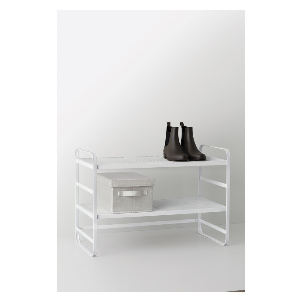 slide 5 of 5, Two Tier Wire Mesh Shoe Rack White - Made By Design, 1 ct