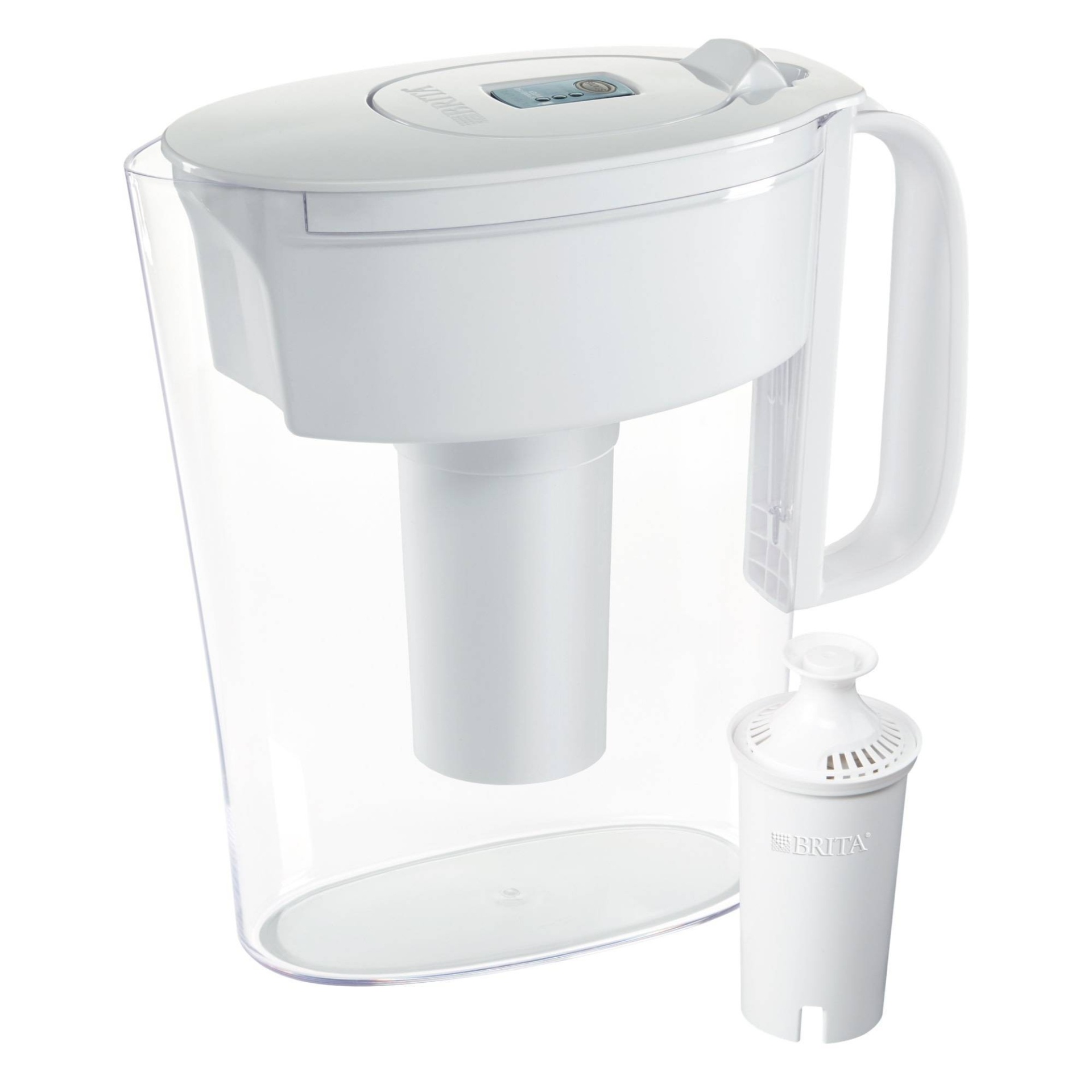 slide 1 of 7, Brita Water Filter 6-Cup Metro Water Pitcher Dispenser with Standard Water Filter - White, 1 ct