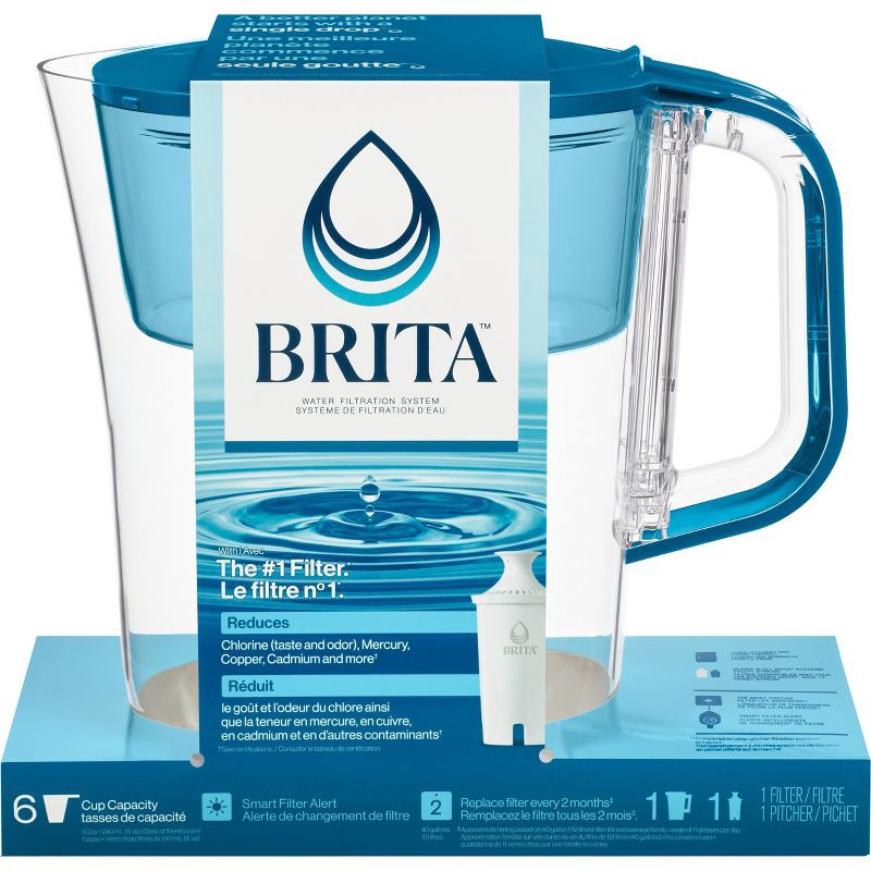 slide 2 of 10, Brita Water Filter 6-Cup Denali Water Pitcher Dispenser with Standard Water Filter - Teal, 1 ct