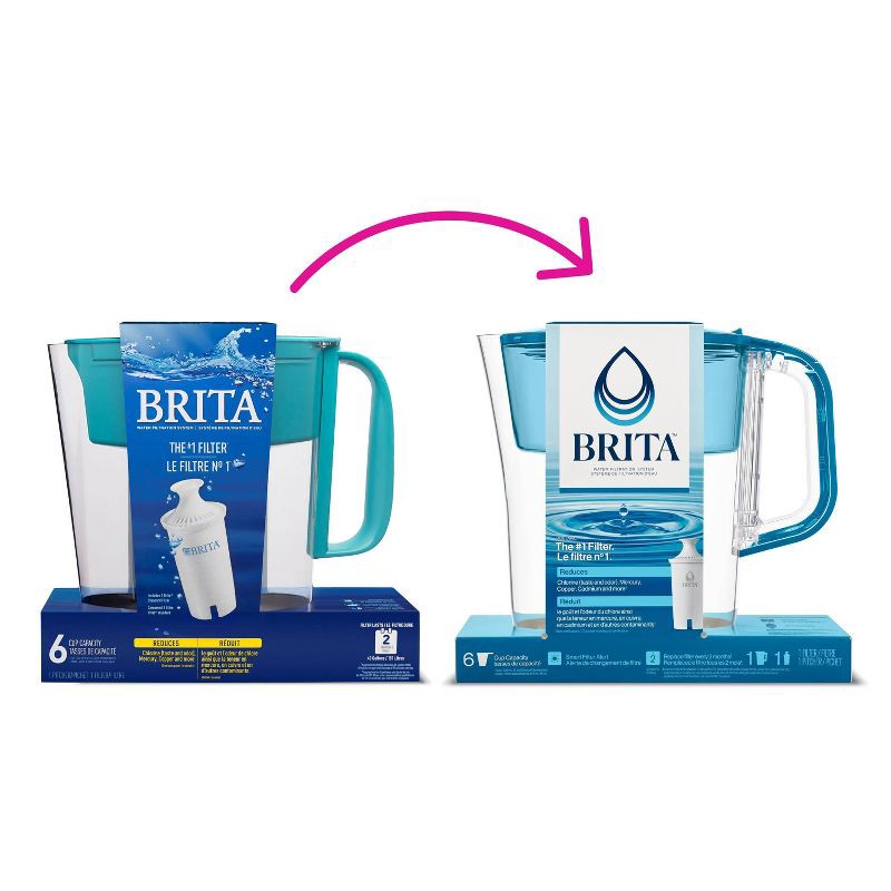 slide 3 of 12, Brita Water Filter 6-Cup Denali Water Pitcher Dispenser with Standard Water Filter - Teal, 1 ct