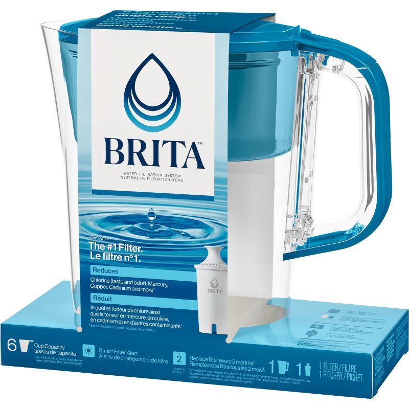 slide 3 of 10, Brita Water Filter 6-Cup Denali Water Pitcher Dispenser with Standard Water Filter - Teal, 1 ct