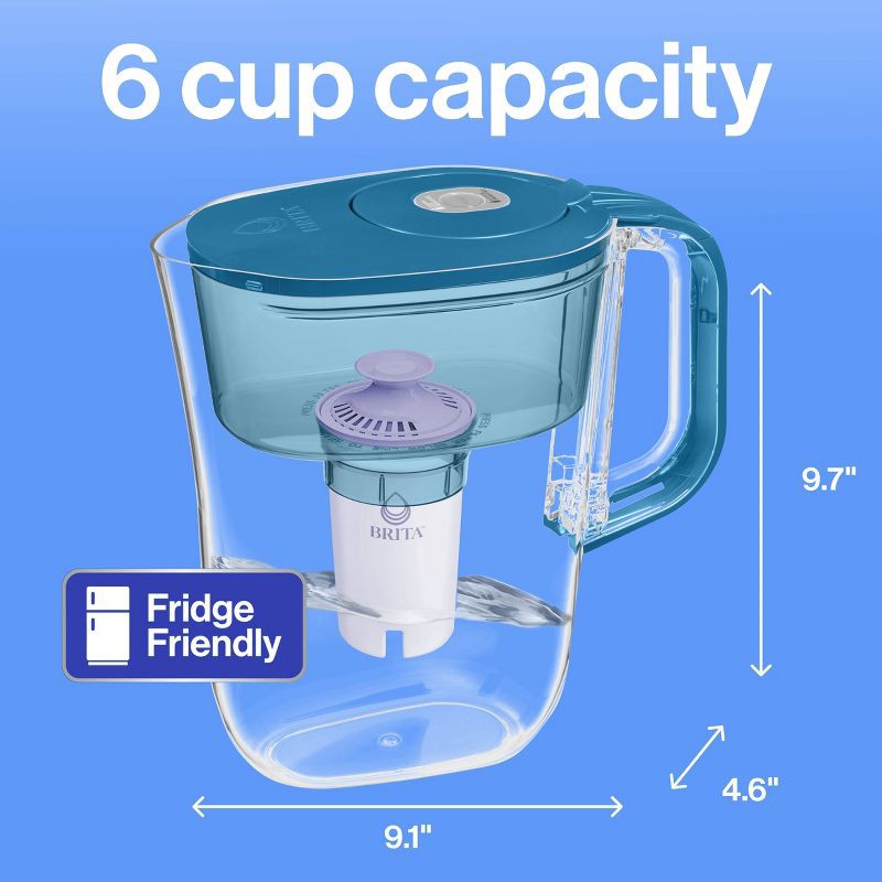 slide 12 of 12, Brita Water Filter 6-Cup Denali Water Pitcher Dispenser with Standard Water Filter - Teal, 1 ct