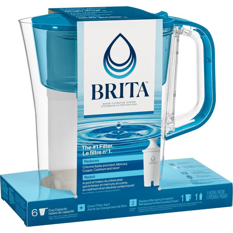 slide 4 of 10, Brita Water Filter 6-Cup Denali Water Pitcher Dispenser with Standard Water Filter - Teal, 1 ct